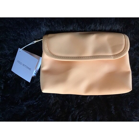 Red Stone Handbags - Red Stone Peach Makeup Jewelry Bag Pouch Folding Clutch Zip NWT